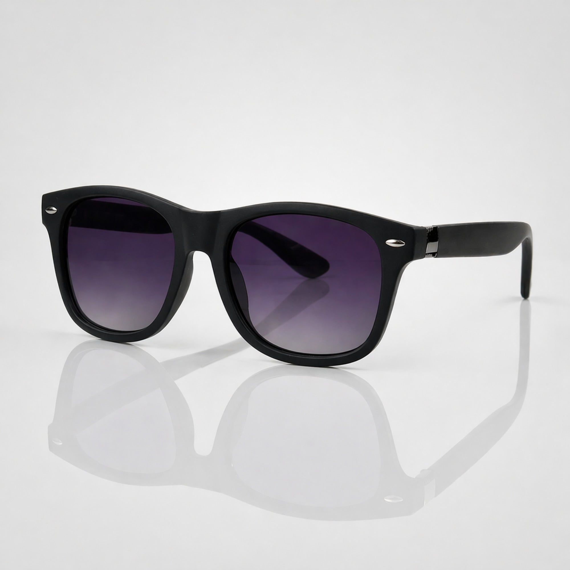 Ray-Ban Rectangle Violet Lens Matte Black Sunglasses – Unisex