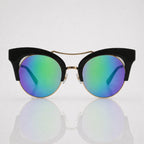 Cateye Green Blue Mirror Black Gold Sunglasses – Women