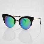 Cateye Green Blue Mirror Black Gold Sunglasses – Women