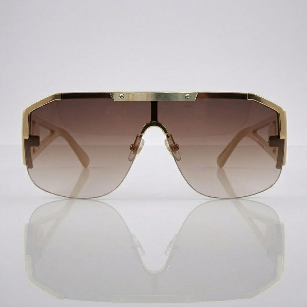 Luxury Flat Top Shield Square Sunglasses – Oversized Unisex UV400 Shades