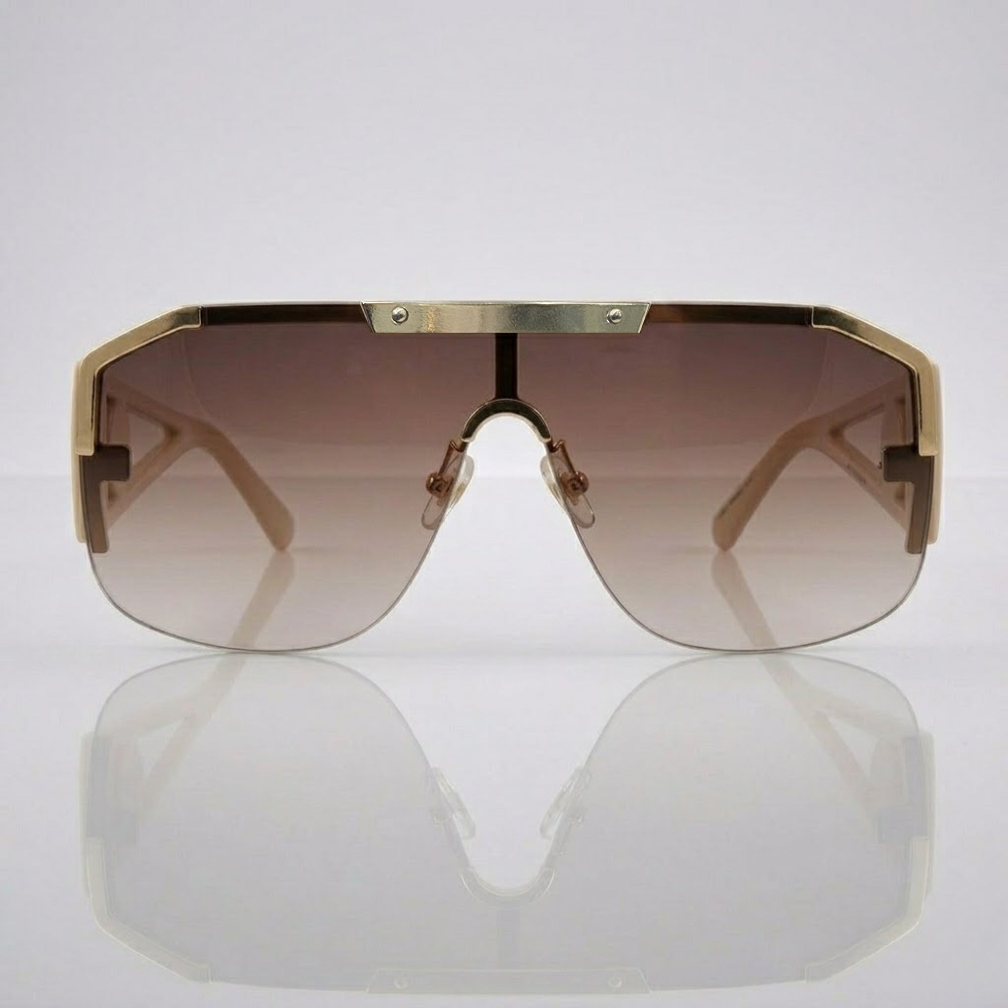 Luxury Flat Top Shield Square Sunglasses – Oversized Unisex UV400 Shades