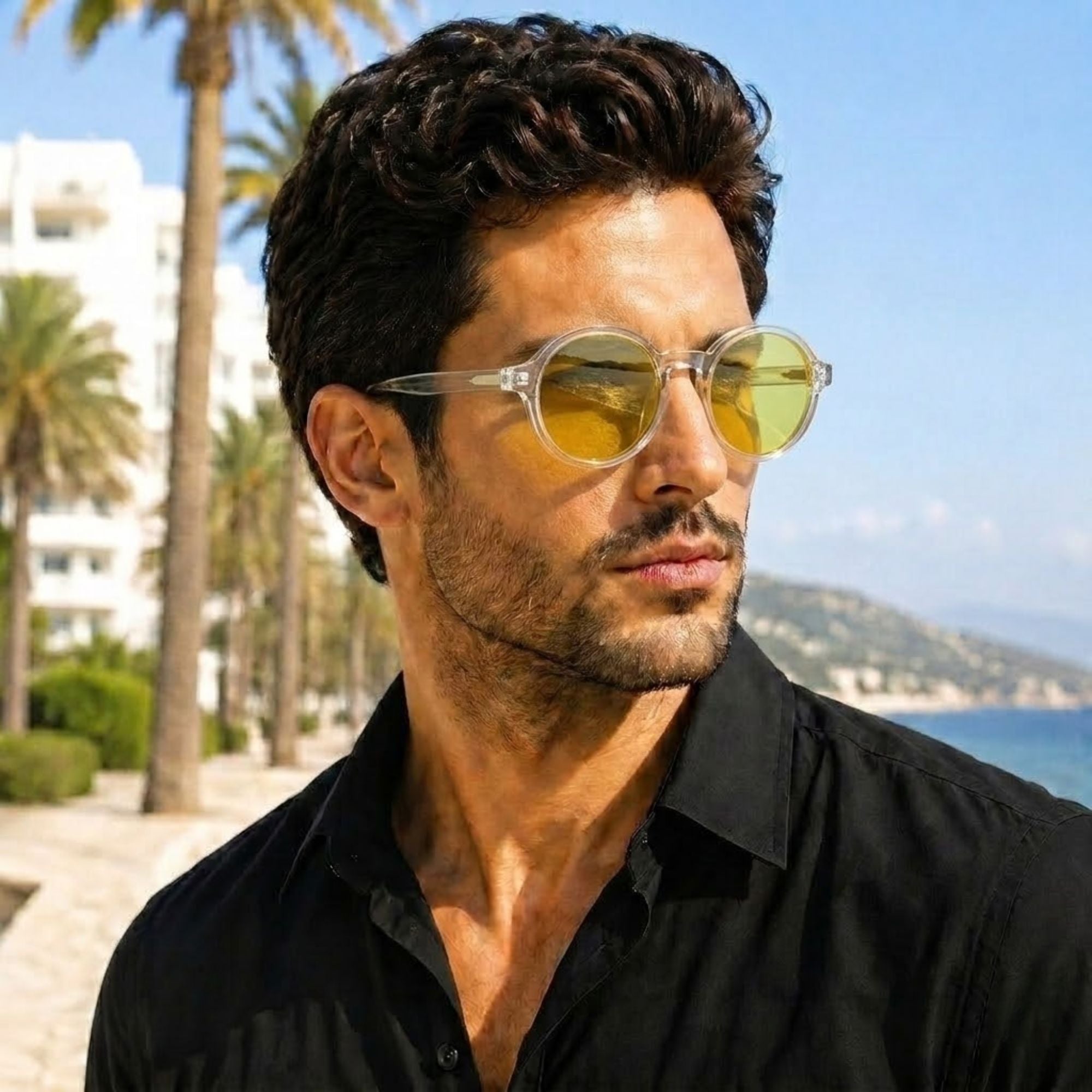 Chaplin Retro Round Sunglasses Yellow Lens | Unisex