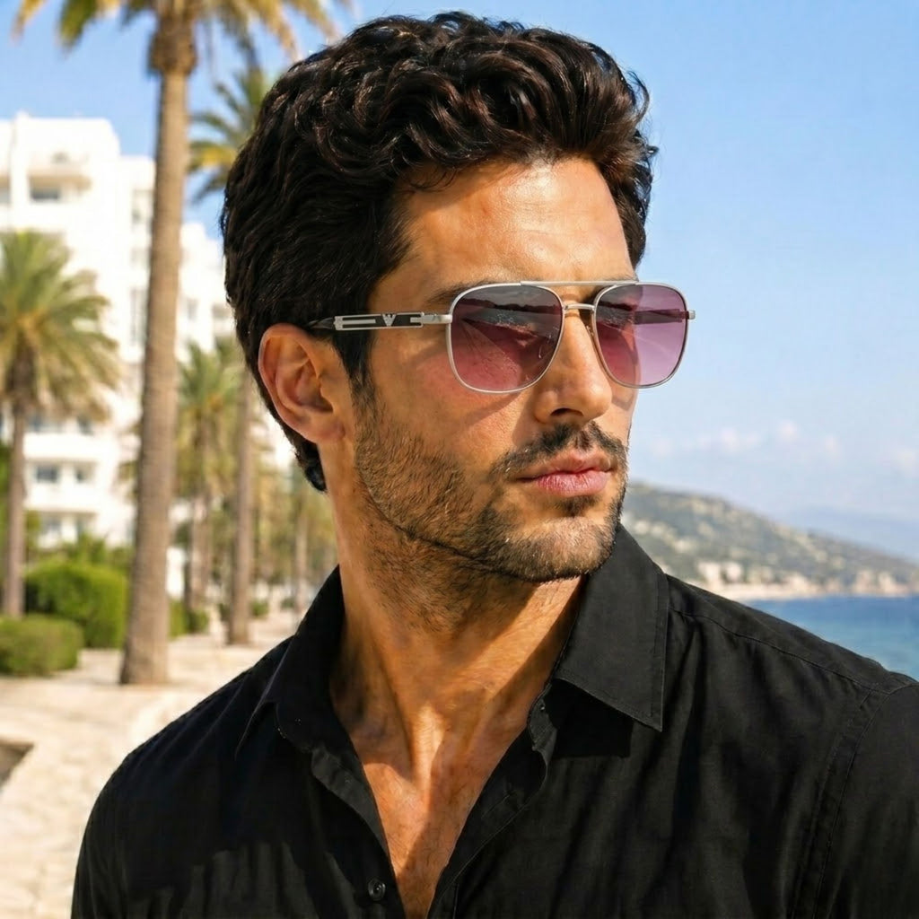 IRUS Square Aviator Sunglasses for Men – UV Protected Stylish Metal Shades