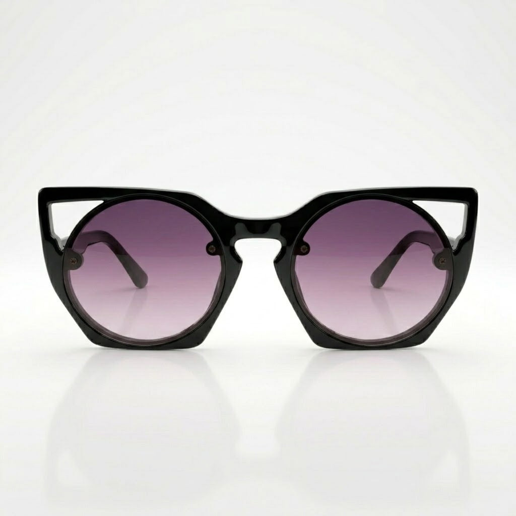 Cut-Out Cateye Sunglasses for Women – Trendy Black Frame UV400 Shades