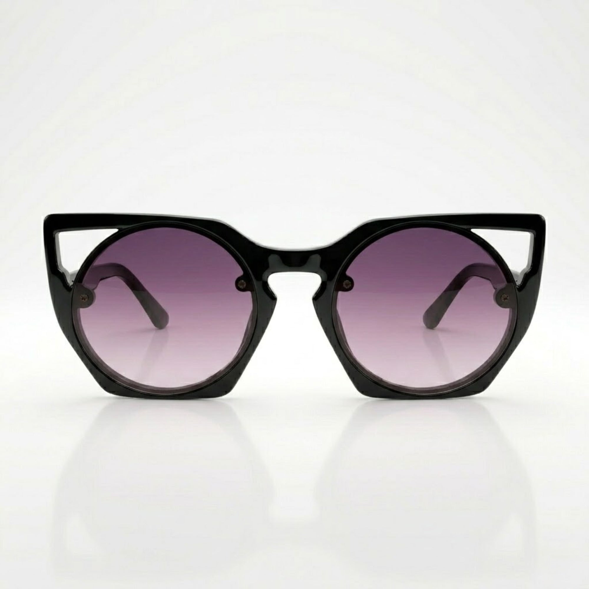 Cut-Out Cateye Sunglasses for Women – Trendy Black Frame UV400 Shades