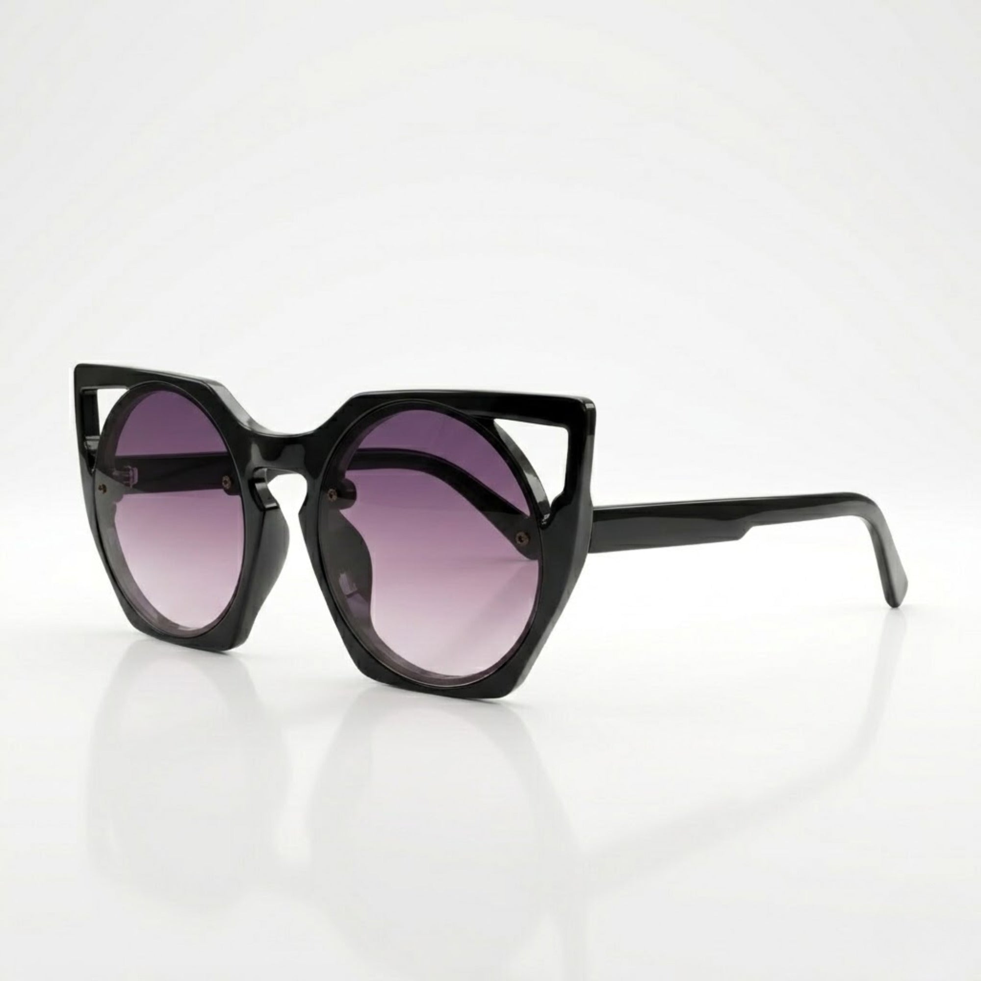 Cut-Out Cateye Sunglasses for Women – Trendy Black Frame UV400 Shades