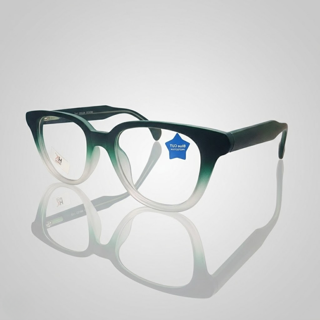 Green Gradient Rectangle Blue Cut Glasses – Unisex