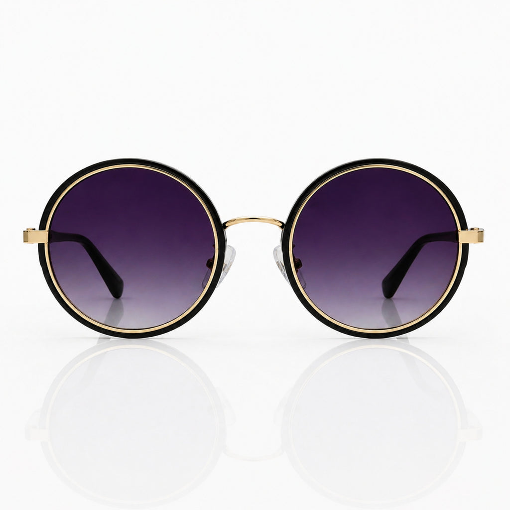 Round Sunglasses Unisex – Black Metal UV400 Protection Shades