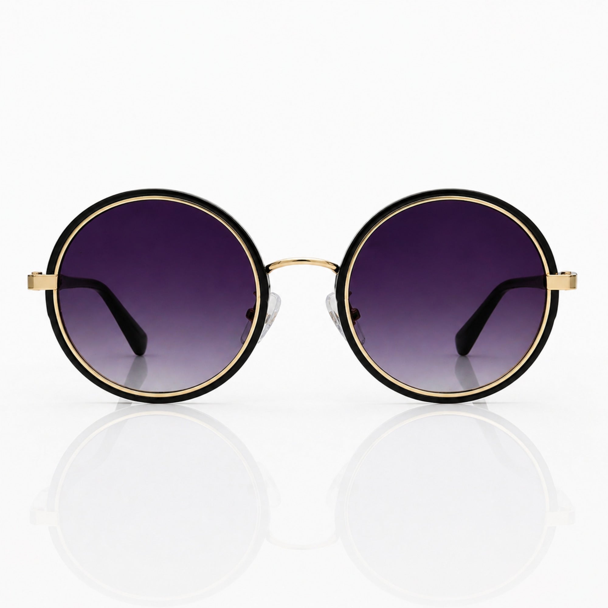 Round Sunglasses Unisex – Black Metal UV400 Protection Shades