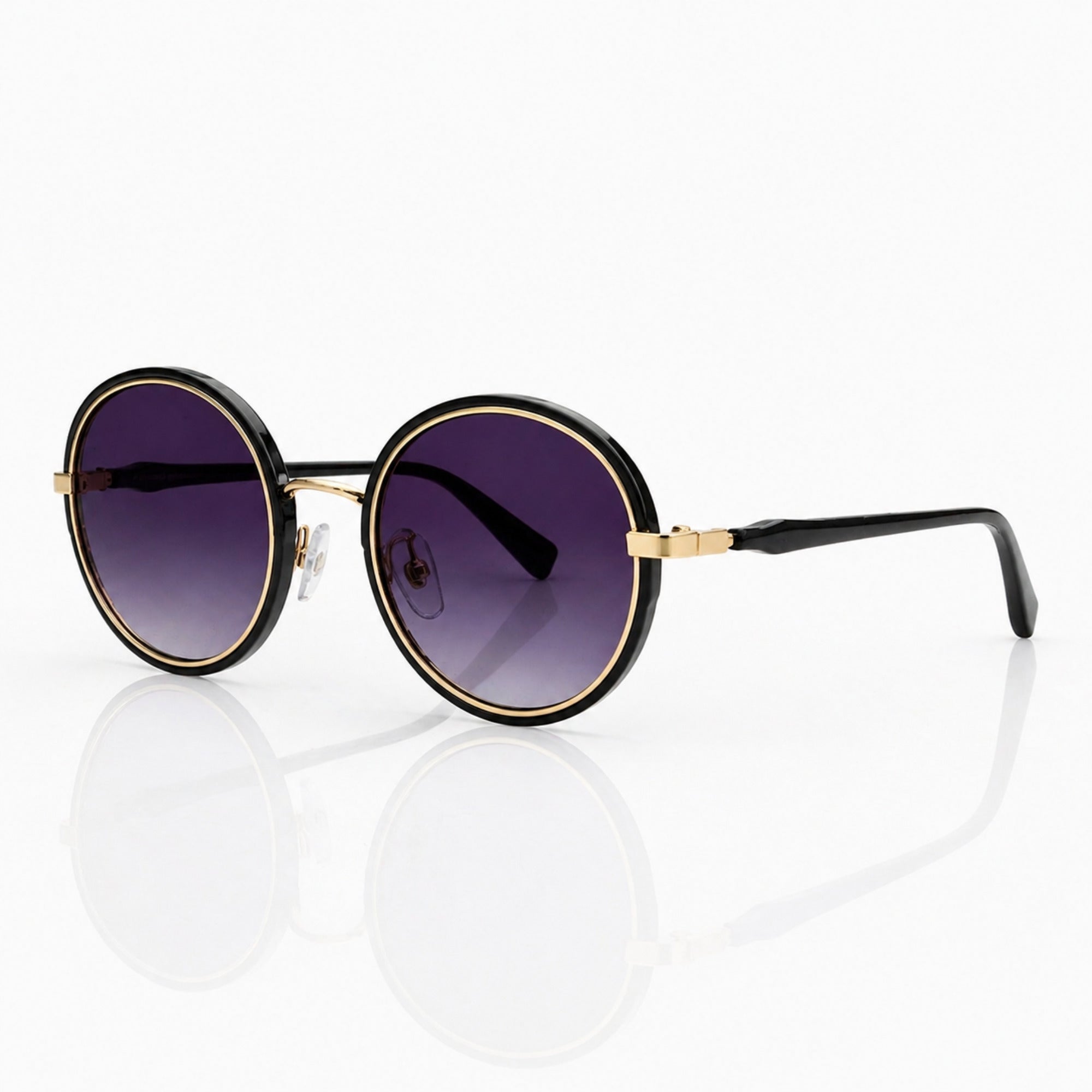 Round Sunglasses Unisex – Black Metal UV400 Protection Shades