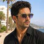 Round Textured Yellow Patterned Sunglasses – Unisex
