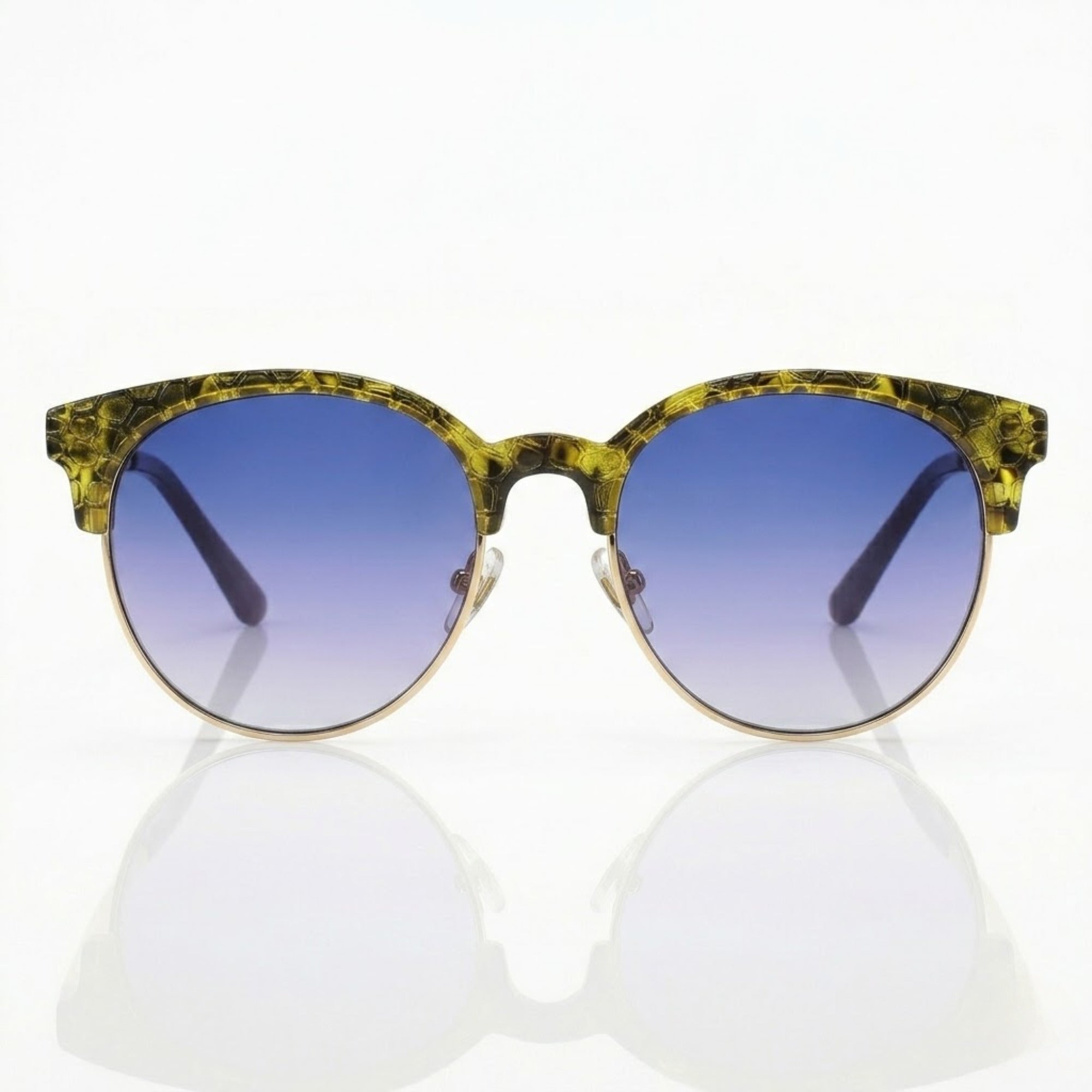 Round Textured Yellow Patterned Sunglasses – Unisex
