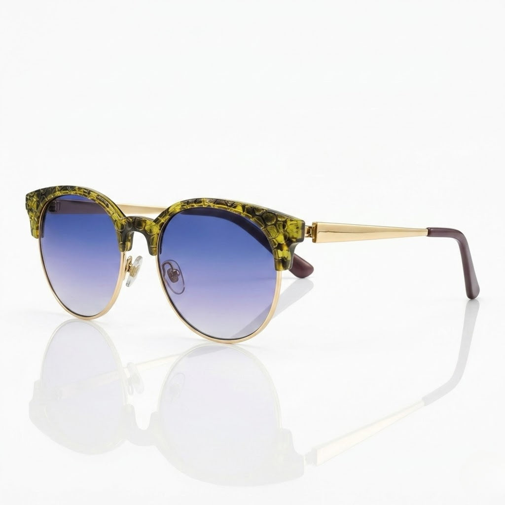 Round Textured Yellow Patterned Sunglasses – Unisex