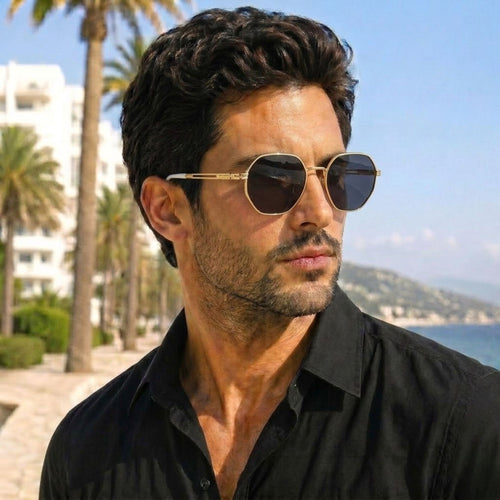 Geometric Sunglasses for Men – UV400 Metal Frame Shades