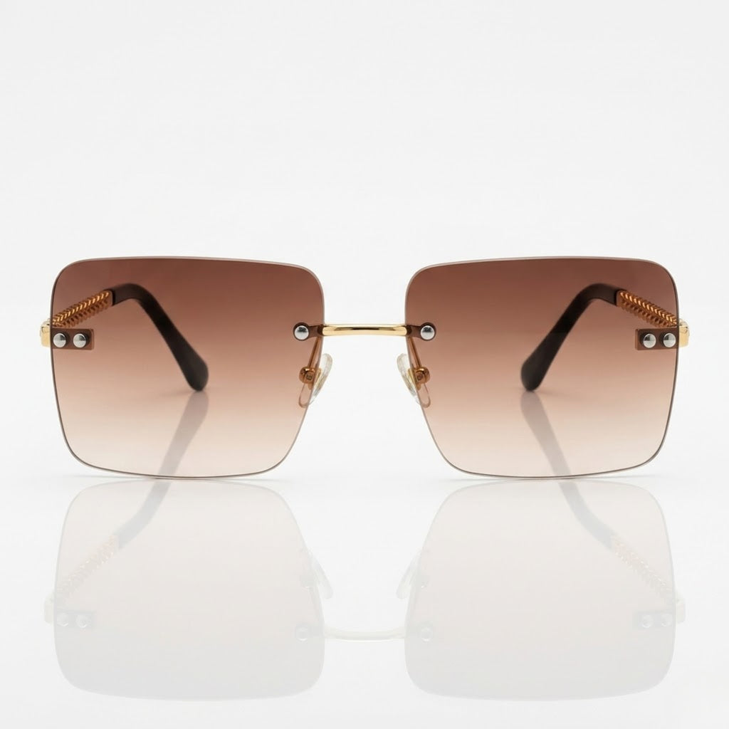 Square Rimless Sunglasses for Men – Vintage UV400 Gradient Shades