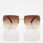 Square Rimless Sunglasses for Men – Vintage UV400 Gradient Shades