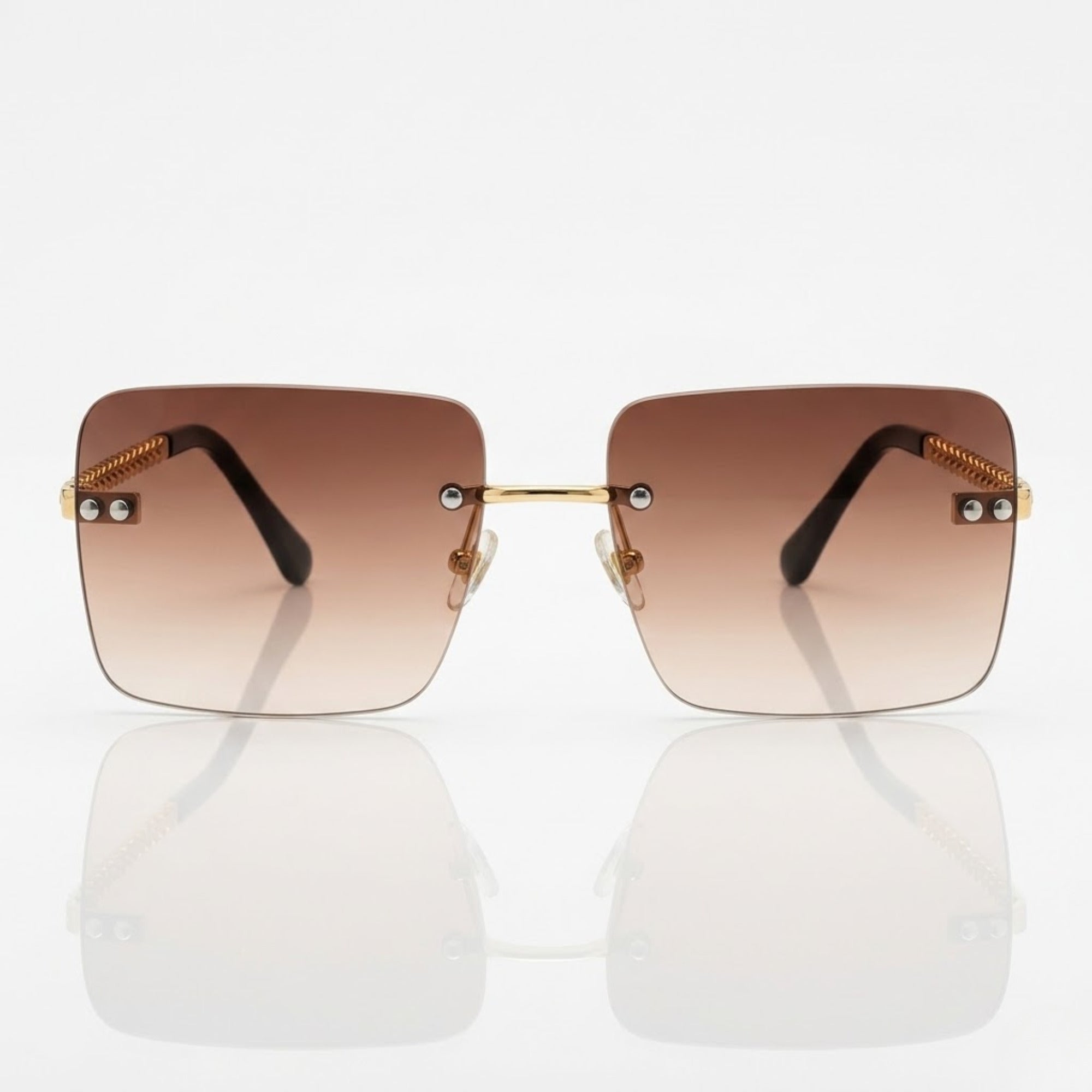 Square Rimless Sunglasses for Men – Vintage UV400 Gradient Shades