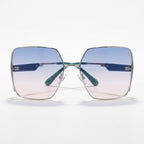Sky Blue Gradient Geometric Rimless Sunglasses