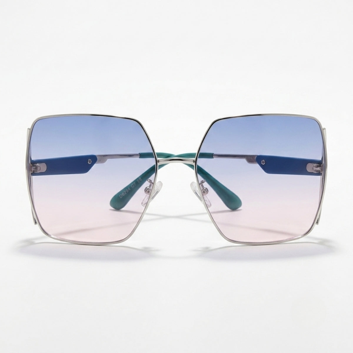 Sky Blue Gradient Geometric Rimless Sunglasses