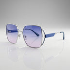 Sky Blue Gradient Geometric Rimless Sunglasses
