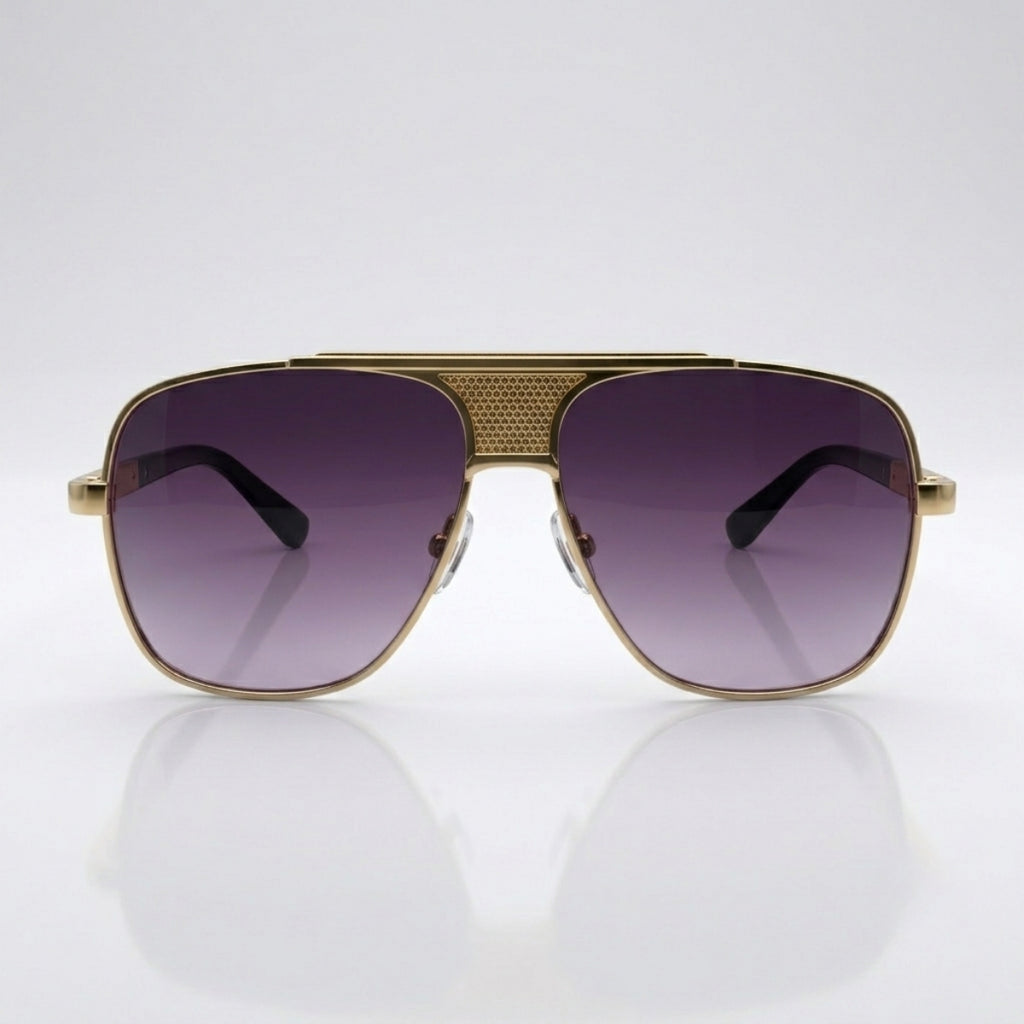 Gold Aviator Purple Gradient Sunglasses – Unisex