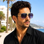 Gold Aviator Purple Gradient Sunglasses – Unisex