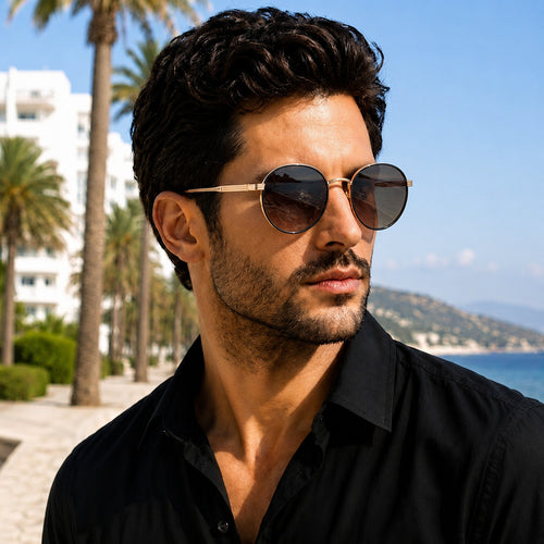 Classic Round Brown Gradient Sunglasses