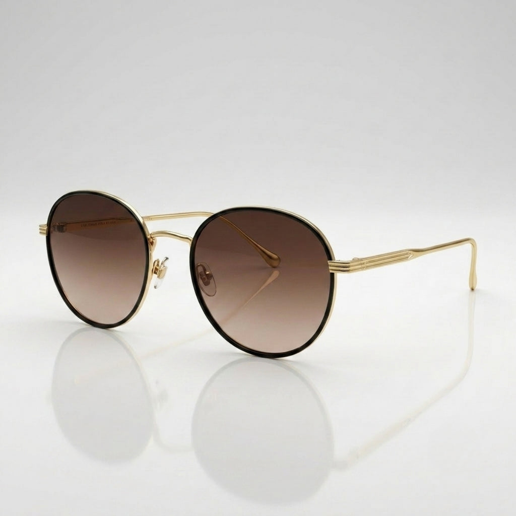 Classic Round Brown Gradient Sunglasses
