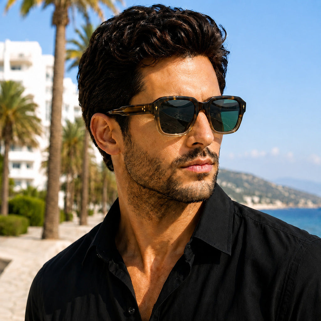 Premium Square Tortoise Green Sunglasses