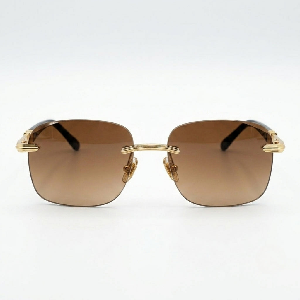 Luxury Rimless Square Sunglasses – Brown Gradient