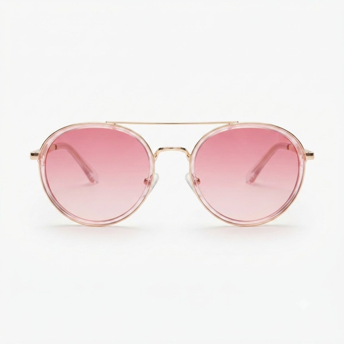 Pink Round Double Bridge Sunglasses – Women