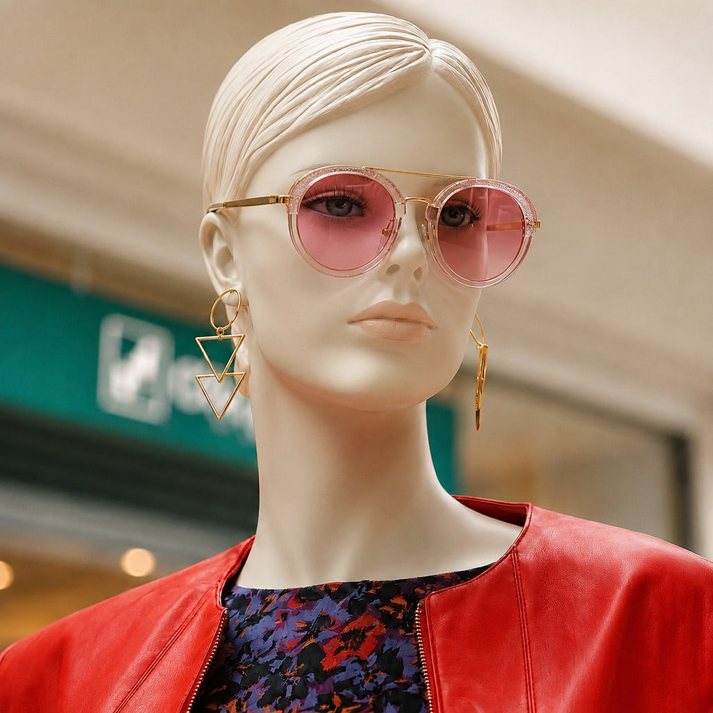 Pink Round Double Bridge Sunglasses – Women
