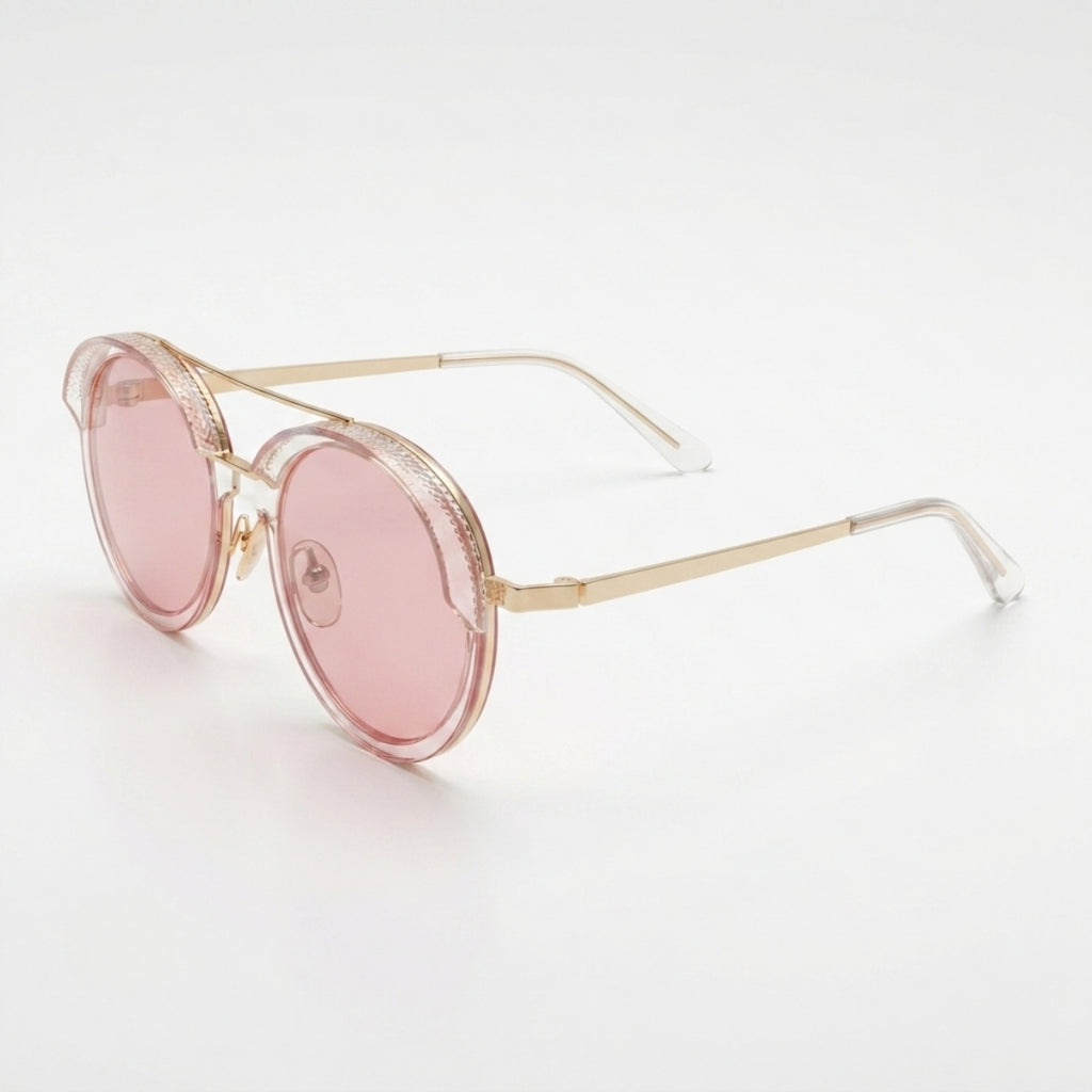 Pink Round Double Bridge Sunglasses – Women