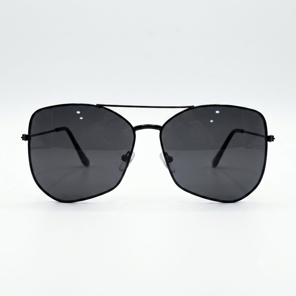 Black Geometric Metal Sunglasses – Unisex