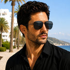 Black Geometric Metal Sunglasses – Unisex