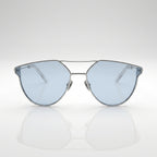 Unisex Geometric Rimless Sunglasses with Blue Lens