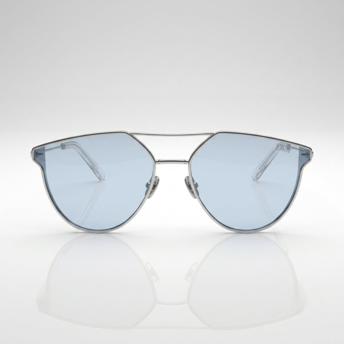 Unisex Geometric Rimless Sunglasses with Blue Lens