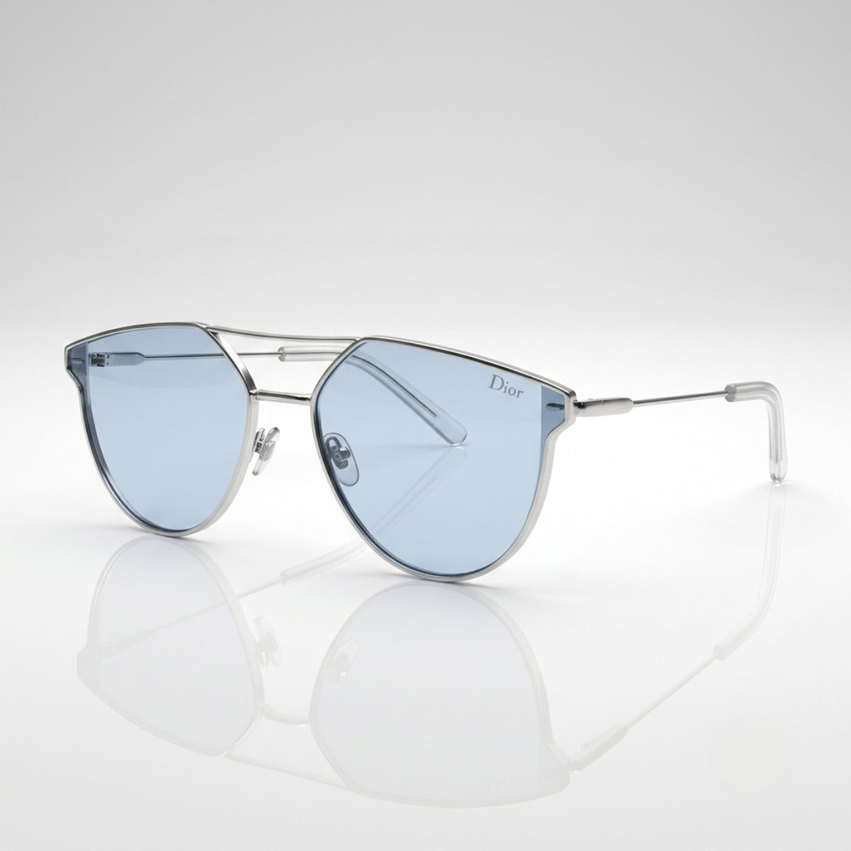 Unisex Geometric Rimless Sunglasses with Blue Lens