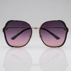Women's Geometric Purple Gradient Sunglasses Metal Frame