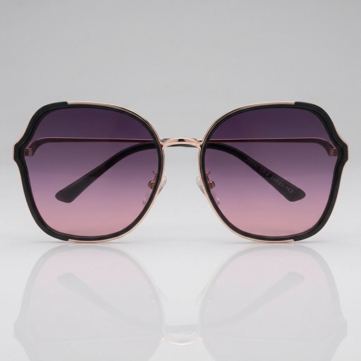 Women's Geometric Purple Gradient Sunglasses Metal Frame