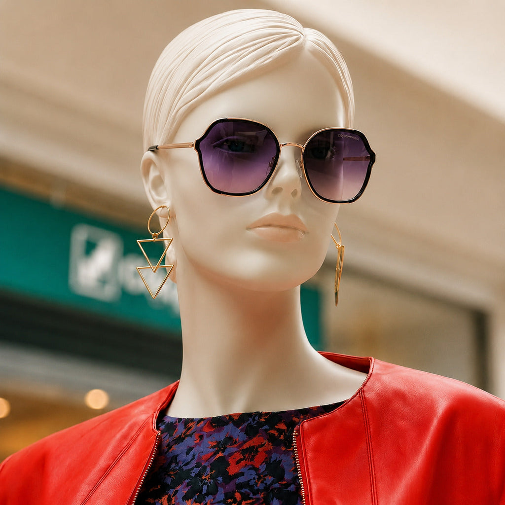 Women's Geometric Purple Gradient Sunglasses Metal Frame
