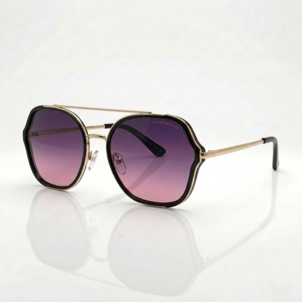 Women's Geometric Purple Gradient Sunglasses Metal Frame