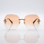 Gucci Gold Rimless Geometric Peach Gradient Sunglasses