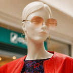 Gucci Gold Rimless Geometric Peach Gradient Sunglasses