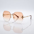Gucci Gold Rimless Geometric Peach Gradient Sunglasses