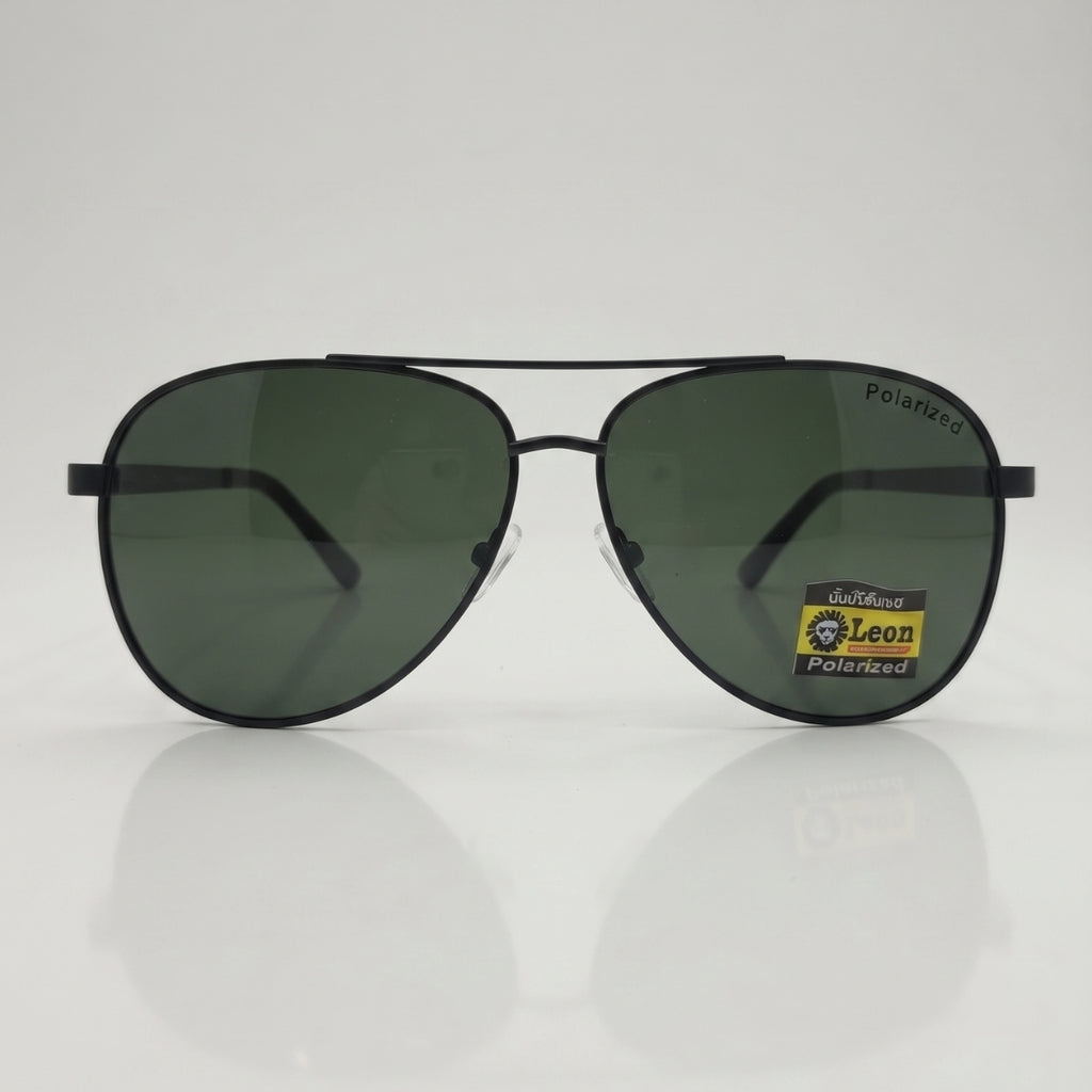 Polarized Black Aviator Sunglasses with Green Lenses