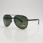 Polarized Black Aviator Sunglasses with Green Lenses