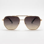 Premium Gold Geometric Metal Frame Gradient Sunglasses