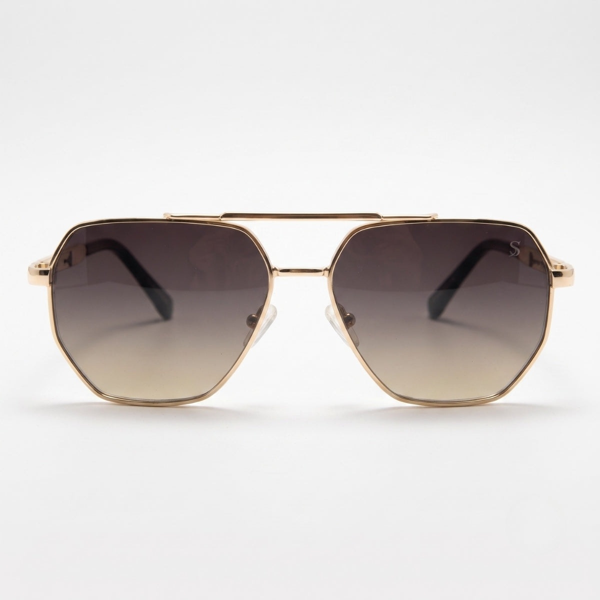 Premium Gold Geometric Metal Frame Gradient Sunglasses