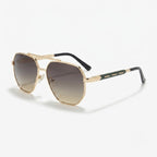 Premium Gold Geometric Metal Frame Gradient Sunglasses